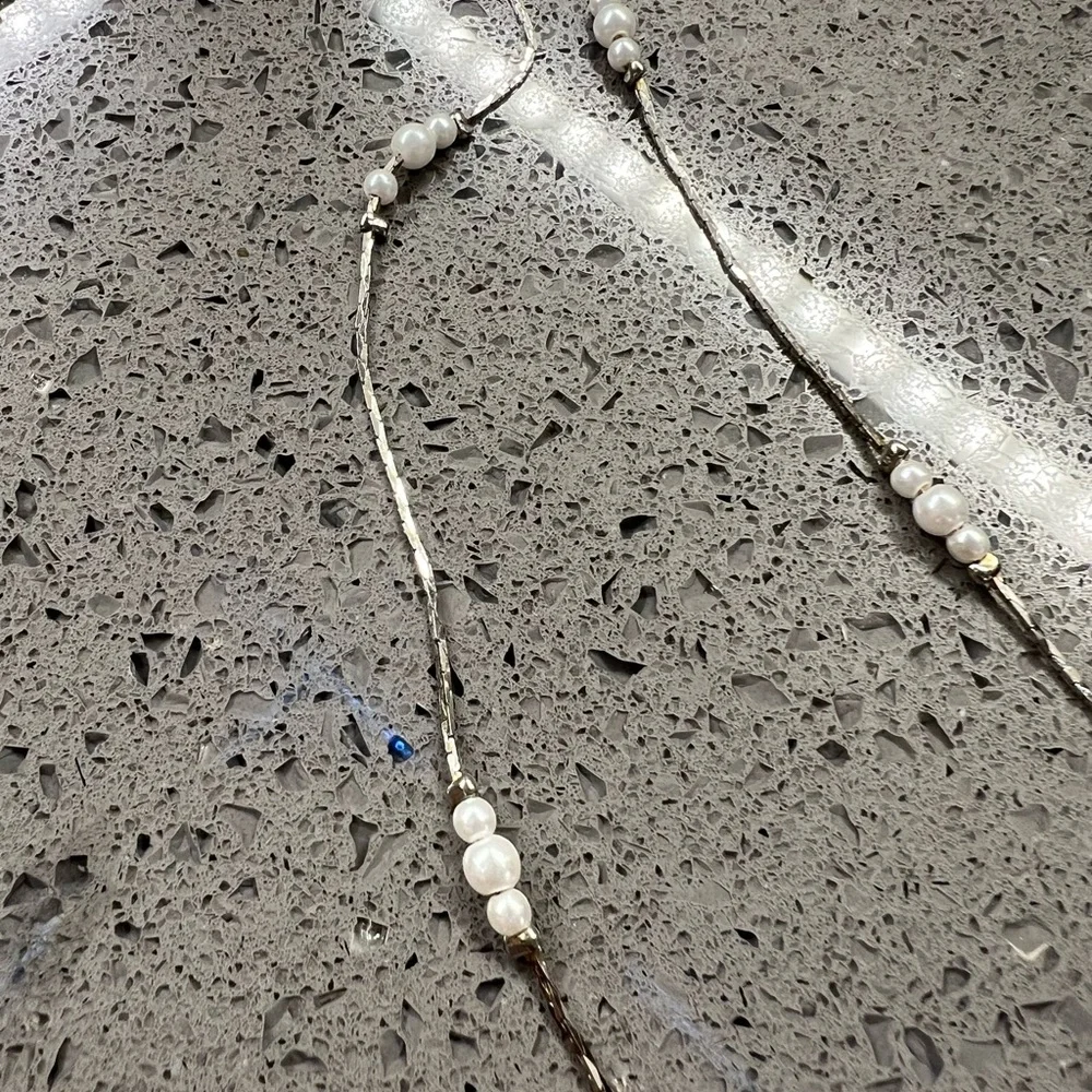 Elegant Silver-Tone Pearl Station Necklace - Women Jewelry